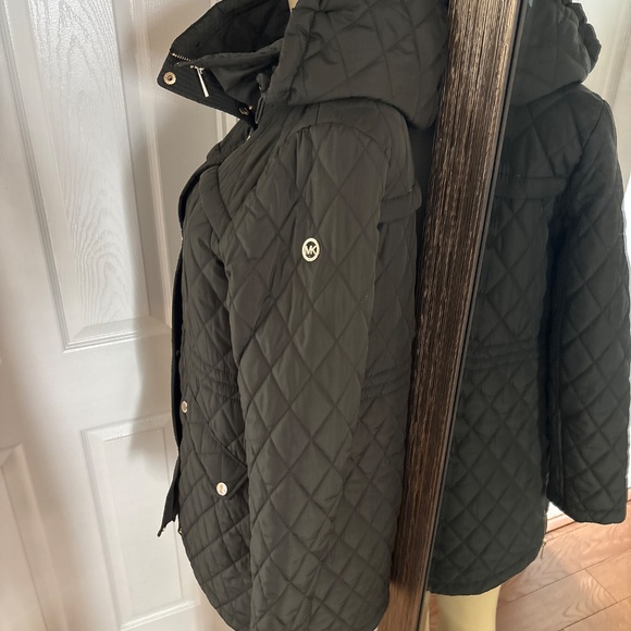 Women’s Michael Kors Dusty Green Hooded Quilted Anorak Jacket Coat Medium - Picture 3 of 7